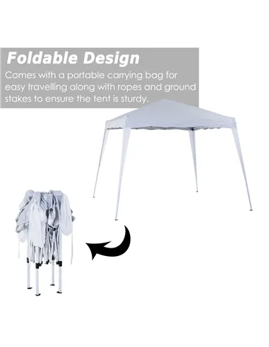 Outsunny 3 M x 3 M Base/ 2.5 M x 2.5 M Top Pop Up Gazebo with Carry Bag, Height Adjustable Slant Leg Party Tent Instant Event Sh