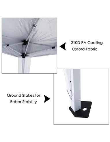 Outsunny 3 M x 3 M Base/ 2.5 M x 2.5 M Top Pop Up Gazebo with Carry Bag, Height Adjustable Slant Leg Party Tent Instant Event Sh