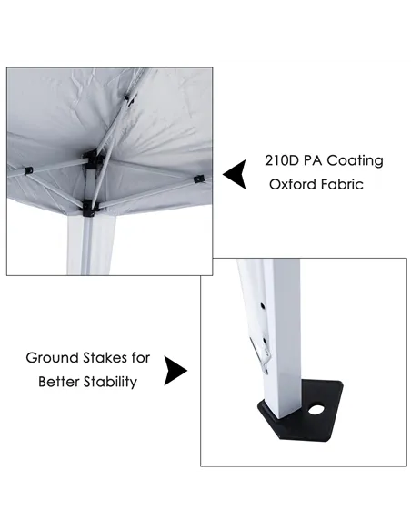 Outsunny 3 M x 3 M Base/ 2.5 M x 2.5 M Top Pop Up Gazebo with Carry Bag, Height Adjustable Slant Leg Party Tent Instant Event Sh