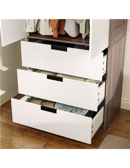 HOMCOM Two Door, Two Drawer Wardrobe - White/Brown