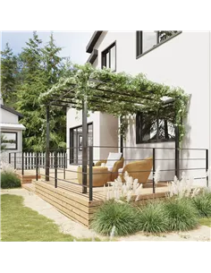 Outsunny 3 x 3 Meter Metal Pergola Garden Gazebo Grape Trellis for Climbing Plants Outdoor Sun Shelter Arbours 2