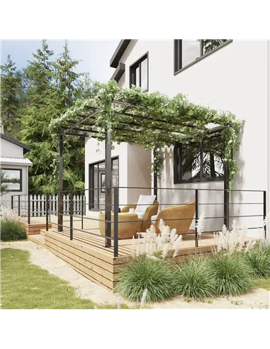 Outsunny 3 x 3 Meter Metal Pergola Garden Gazebo Grape Trellis for Climbing Plants Outdoor Sun Shelter Arbours