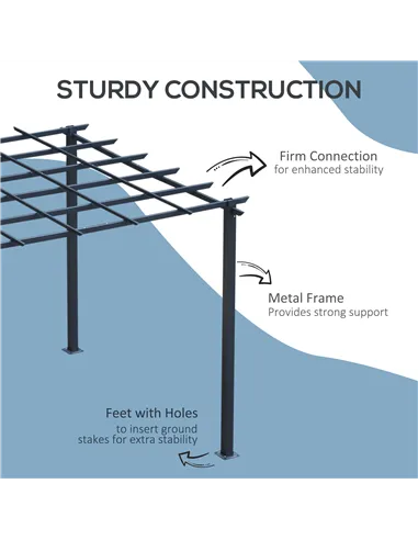 Outsunny 3 x 3 Meter Metal Pergola Garden Gazebo Grape Trellis for Climbing Plants Outdoor Sun Shelter Arbours