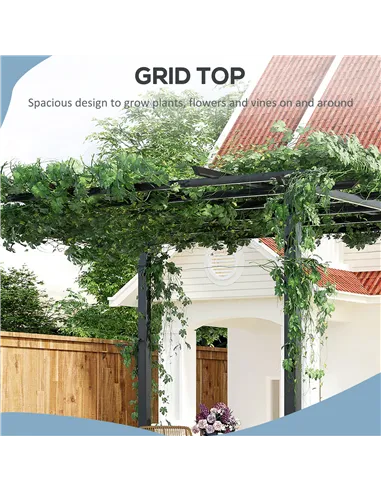 Outsunny 3 x 3 Meter Metal Pergola Garden Gazebo Grape Trellis for Climbing Plants Outdoor Sun Shelter Arbours
