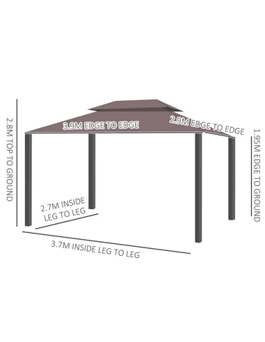 Outsunny 3 x 4m Aluminium Garden Gazebo, Marquee Canopy Shelter Pavilion Party Tent with Nets and Curtains for Garden and Deck, 