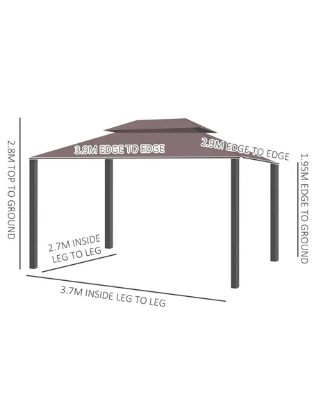 Outsunny 3 x 4m Aluminium Garden Gazebo, Marquee Canopy Shelter Pavilion Party Tent with Nets and Curtains for Garden and Deck, 