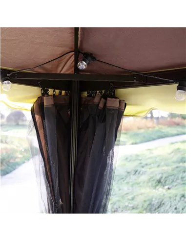 Outsunny 3 x 4m Aluminium Garden Gazebo, Marquee Canopy Shelter Pavilion Party Tent with Nets and Curtains for Garden and Deck, 