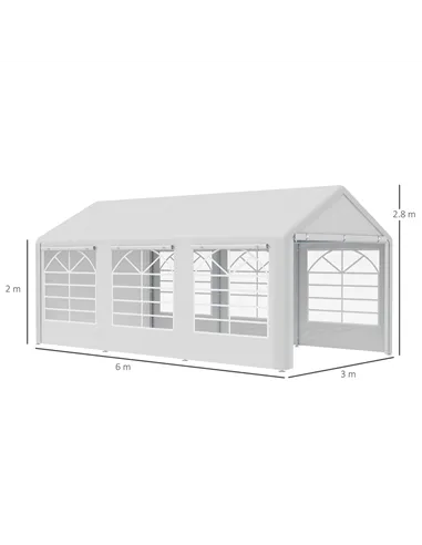 Outsunny 6 x 3(m) Garden Gazebo Marquee Party Tent Wedding Portable Garage Carport shelter Car Canopy Outdoor Heavy Duty Steel F