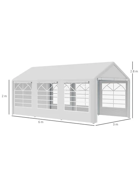 Outsunny 6 x 3(m) Garden Gazebo Marquee Party Tent Wedding Portable Garage Carport shelter Car Canopy Outdoor Heavy Duty Steel F