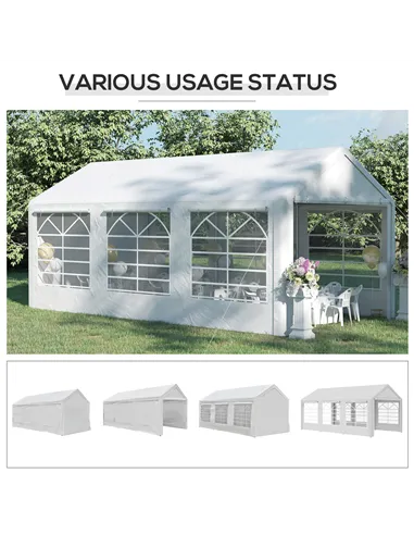Outsunny 6 x 3(m) Garden Gazebo Marquee Party Tent Wedding Portable Garage Carport shelter Car Canopy Outdoor Heavy Duty Steel F