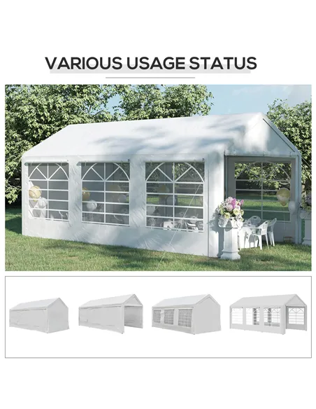 Outsunny 6 x 3(m) Garden Gazebo Marquee Party Tent Wedding Portable Garage Carport shelter Car Canopy Outdoor Heavy Duty Steel F