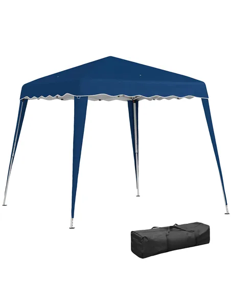Outsunny 3 M x 3 M Base/ 2.5 M x 2.5 M Top Pop Up Gazebo, 2 Person Setup Instant with Carry Bag, Height Adjustable Slant Leg Par