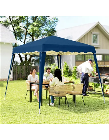 Outsunny 3 M x 3 M Base/ 2.5 M x 2.5 M Top Pop Up Gazebo, 2 Person Setup Instant with Carry Bag, Height Adjustable Slant Leg Par