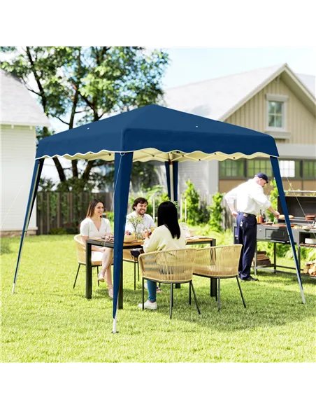 Outsunny 3 M x 3 M Base/ 2.5 M x 2.5 M Top Pop Up Gazebo, 2 Person Setup Instant with Carry Bag, Height Adjustable Slant Leg Par