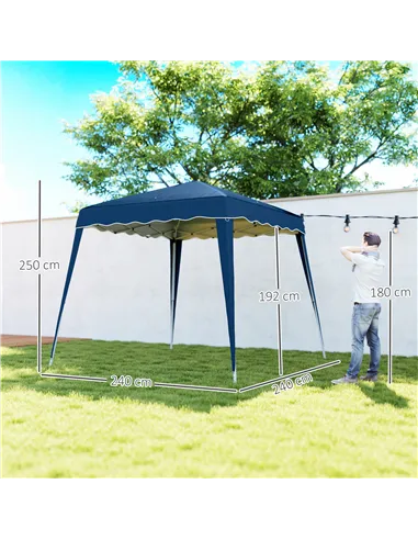 Outsunny 3 M x 3 M Base/ 2.5 M x 2.5 M Top Pop Up Gazebo, 2 Person Setup Instant with Carry Bag, Height Adjustable Slant Leg Par