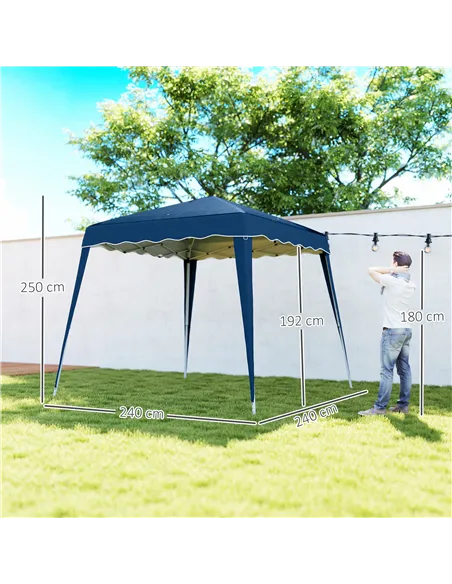 Outsunny 3 M x 3 M Base/ 2.5 M x 2.5 M Top Pop Up Gazebo, 2 Person Setup Instant with Carry Bag, Height Adjustable Slant Leg Par
