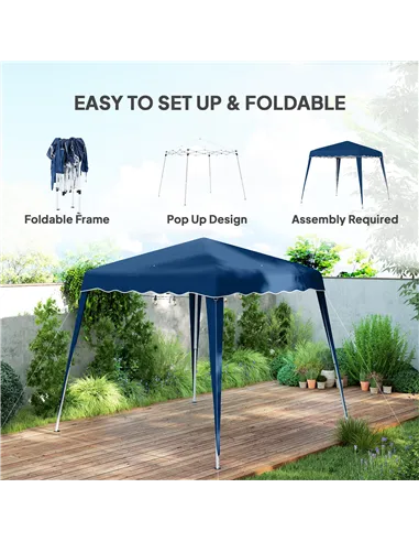 Outsunny 3 M x 3 M Base/ 2.5 M x 2.5 M Top Pop Up Gazebo, 2 Person Setup Instant with Carry Bag, Height Adjustable Slant Leg Par