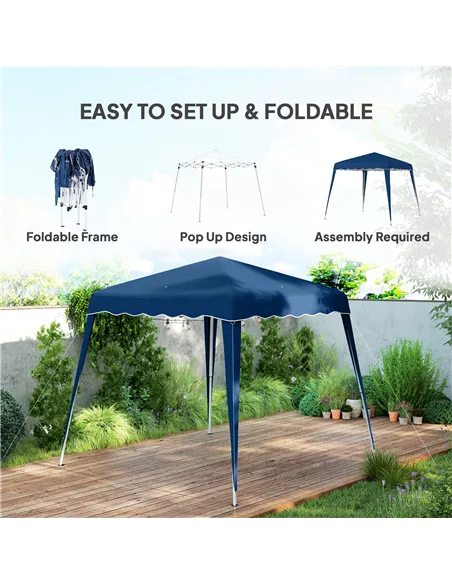 Outsunny 3 M x 3 M Base/ 2.5 M x 2.5 M Top Pop Up Gazebo, 2 Person Setup Instant with Carry Bag, Height Adjustable Slant Leg Par