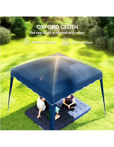 Outsunny 3 M x 3 M Base/ 2.5 M x 2.5 M Top Pop Up Gazebo, 2 Person Setup Instant with Carry Bag, Height Adjustable Slant Leg Par