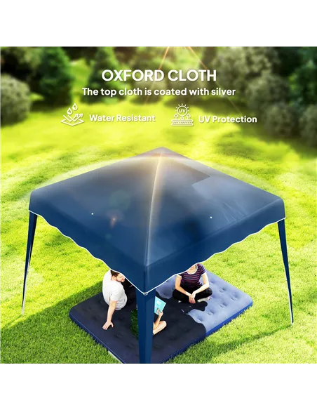 Outsunny 3 M x 3 M Base/ 2.5 M x 2.5 M Top Pop Up Gazebo, 2 Person Setup Instant with Carry Bag, Height Adjustable Slant Leg Par