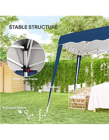 Outsunny 3 M x 3 M Base/ 2.5 M x 2.5 M Top Pop Up Gazebo, 2 Person Setup Instant with Carry Bag, Height Adjustable Slant Leg Par