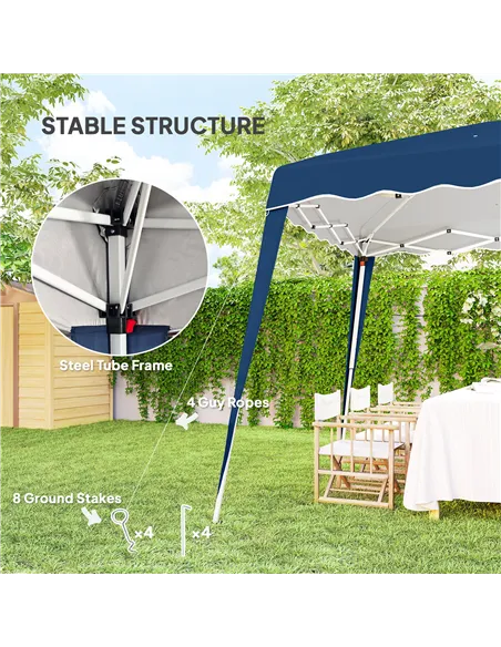 Outsunny 3 M x 3 M Base/ 2.5 M x 2.5 M Top Pop Up Gazebo, 2 Person Setup Instant with Carry Bag, Height Adjustable Slant Leg Par