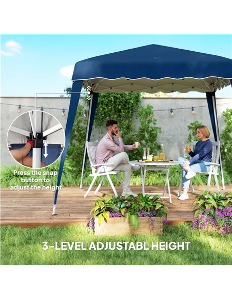 Outsunny 3 M x 3 M Base/ 2.5 M x 2.5 M Top Pop Up Gazebo, 2 Person Setup Instant with Carry Bag, Height Adjustable Slant Leg Par