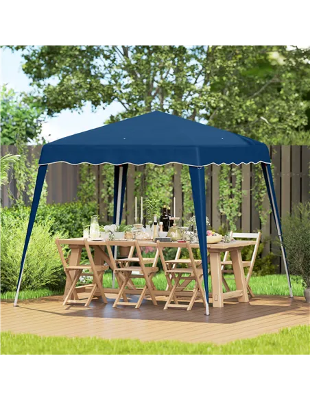 Outsunny 3 M x 3 M Base/ 2.5 M x 2.5 M Top Pop Up Gazebo, 2 Person Setup Instant with Carry Bag, Height Adjustable Slant Leg Par