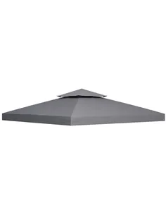 Outsunny 3(m) Gazebo Top Cover Double Tier Canopy Replacement Pavilion Roof Deep Grey