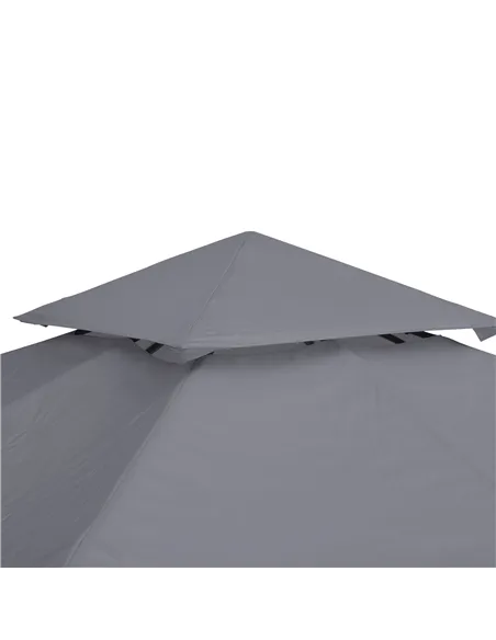 Outsunny 3(m) Gazebo Top Cover Double Tier Canopy Replacement Pavilion Roof Deep Grey