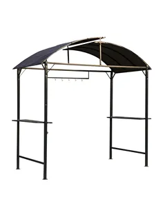Outsunny Metal Smoking Gazebo Marquee Garden Patio BBQ Tent Grill Canopy Awning Shelter - Coffee