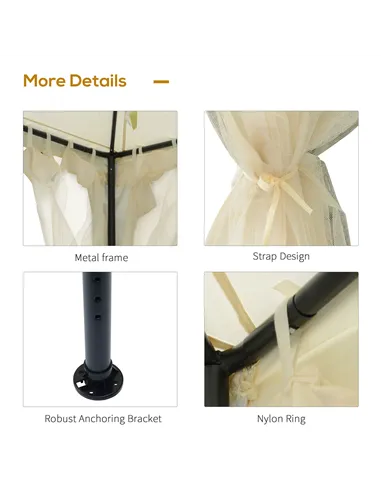 Outsunny 3 x 3 m Metal Gazebo, Garden Pavillion, Double Roof Outdoor Canopy Shelter with Mesh Sidewalls, Cream White