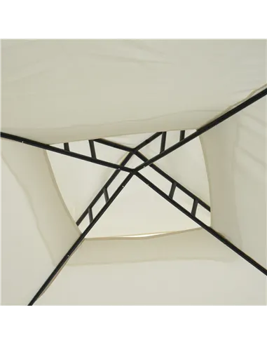 Outsunny 3 x 3 m Metal Gazebo, Garden Pavillion, Double Roof Outdoor Canopy Shelter with Mesh Sidewalls, Cream White