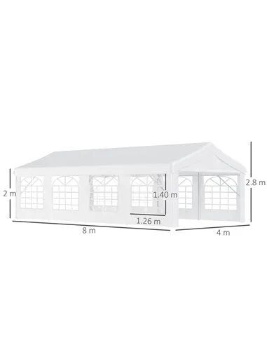 Outsunny 8m x 4m Garden Gazebo Marquee Party Tent Wedding Portable Garage Carport Event shelter Car Canopy Outdoor Heavy Duty St