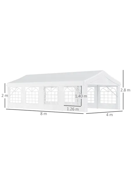 Outsunny 8m x 4m Garden Gazebo Marquee Party Tent Wedding Portable Garage Carport Event shelter Car Canopy Outdoor Heavy Duty St