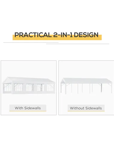 Outsunny 8m x 4m Garden Gazebo Marquee Party Tent Wedding Portable Garage Carport Event shelter Car Canopy Outdoor Heavy Duty St