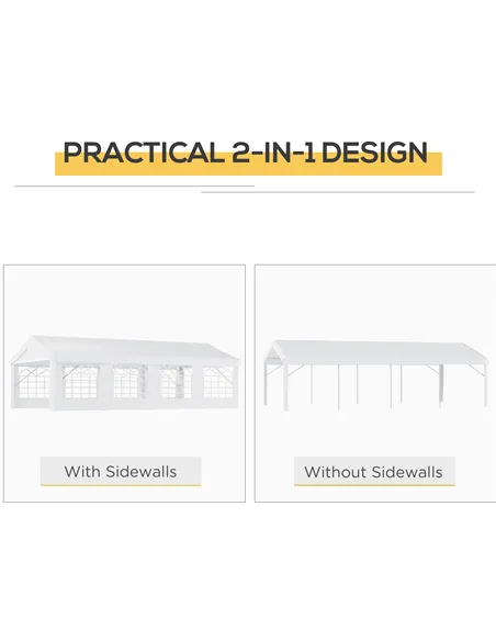 Outsunny 8m x 4m Garden Gazebo Marquee Party Tent Wedding Portable Garage Carport Event shelter Car Canopy Outdoor Heavy Duty St