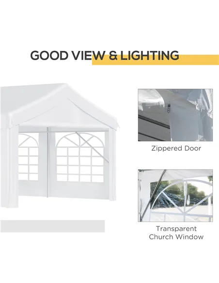 Outsunny 8m x 4m Garden Gazebo Marquee Party Tent Wedding Portable Garage Carport Event shelter Car Canopy Outdoor Heavy Duty St