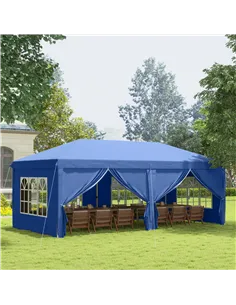 Outsunny 3 x 6 m Garden Pop Up Gazebo, Wedding Party Tent Marquee, Water Resistant Awning Canopy with Sidewalls, Windows, Carry  2