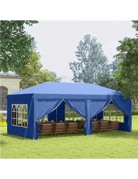 Outsunny 3 x 6 m Garden Pop Up Gazebo, Wedding Party Tent Marquee, Water Resistant Awning Canopy with Sidewalls, Windows, Carry 