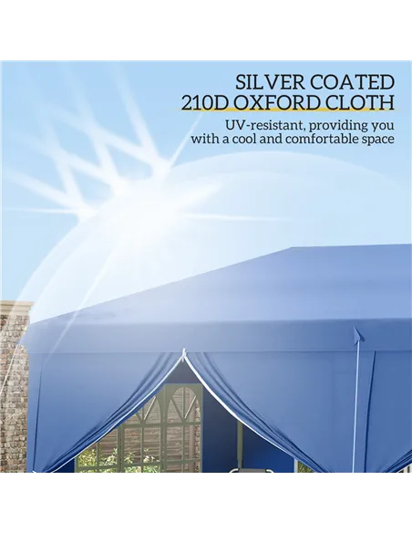 Outsunny 3 x 6 m Garden Pop Up Gazebo, Wedding Party Tent Marquee, Water Resistant Awning Canopy with Sidewalls, Windows, Carry 