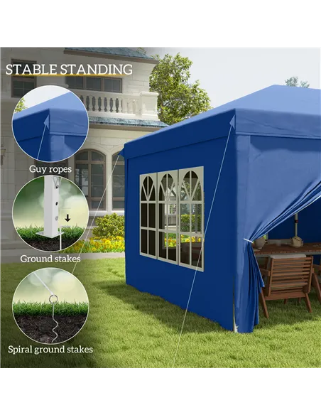 Outsunny 3 x 6 m Garden Pop Up Gazebo, Wedding Party Tent Marquee, Water Resistant Awning Canopy with Sidewalls, Windows, Carry 