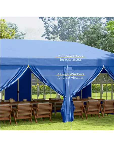 Outsunny 3 x 6 m Garden Pop Up Gazebo, Wedding Party Tent Marquee, Water Resistant Awning Canopy with Sidewalls, Windows, Carry 