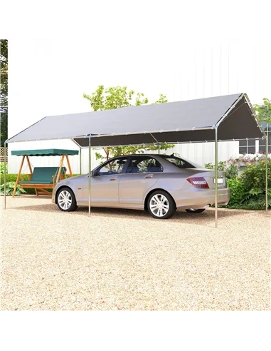 Outsunny 3 x 6m Heavy Duty Carport Garage Car Shelter Galvanized Steel Outdoor Open Canopy Tent Water UV Resistant Waterproof, G
