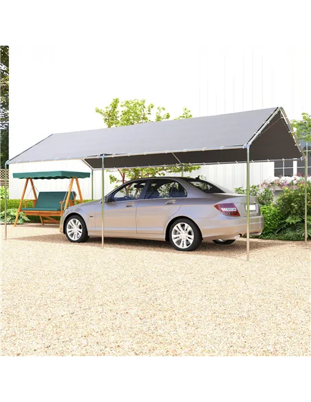 Outsunny 3 x 6m Heavy Duty Carport Garage Car Shelter Galvanized Steel Outdoor Open Canopy Tent Water UV Resistant Waterproof, G