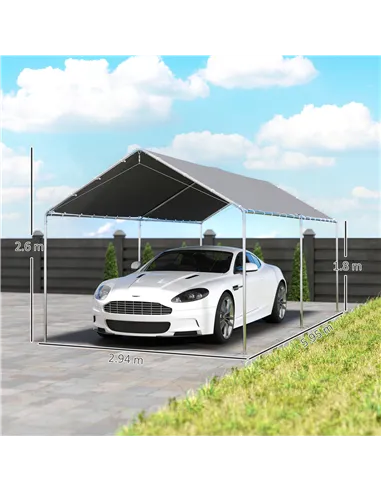 Outsunny 3 x 6m Heavy Duty Carport Garage Car Shelter Galvanized Steel Outdoor Open Canopy Tent Water UV Resistant Waterproof, G