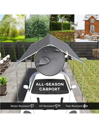 Outsunny 3 x 6m Heavy Duty Carport Garage Car Shelter Galvanized Steel Outdoor Open Canopy Tent Water UV Resistant Waterproof, G