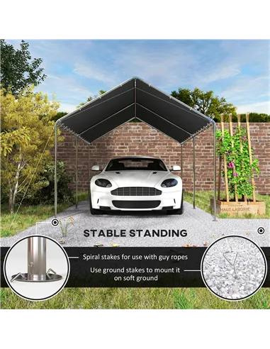 Outsunny 3 x 6m Heavy Duty Carport Garage Car Shelter Galvanized Steel Outdoor Open Canopy Tent Water UV Resistant Waterproof, G