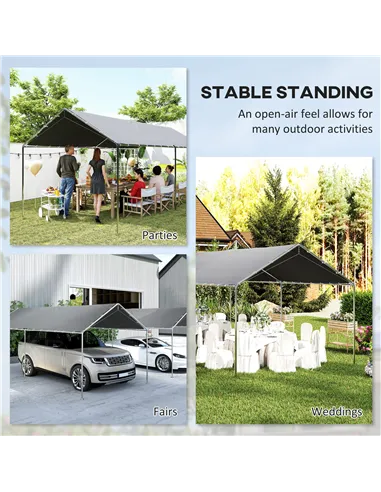 Outsunny 3 x 6m Heavy Duty Carport Garage Car Shelter Galvanized Steel Outdoor Open Canopy Tent Water UV Resistant Waterproof, G