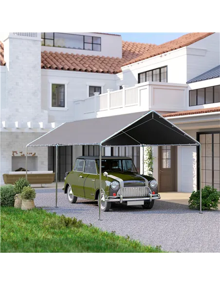 Outsunny 3 x 6m Heavy Duty Carport Garage Car Shelter Galvanized Steel Outdoor Open Canopy Tent Water UV Resistant Waterproof, G
